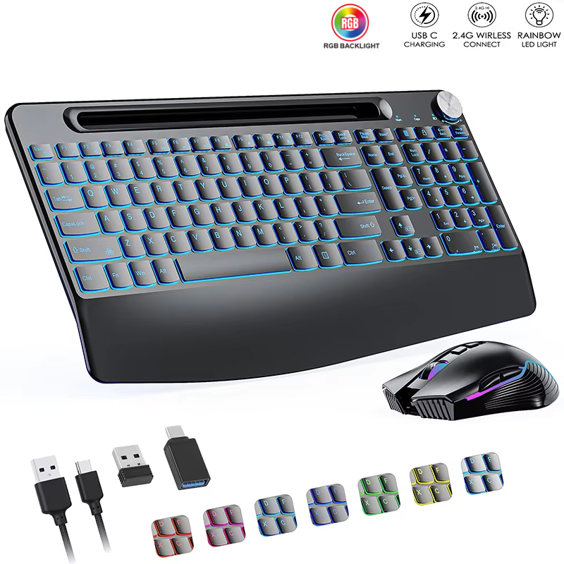 Gaming Keyboard And Mouse Combo - Mouse Keyboard nirkabel 2.4G & tipe-c,