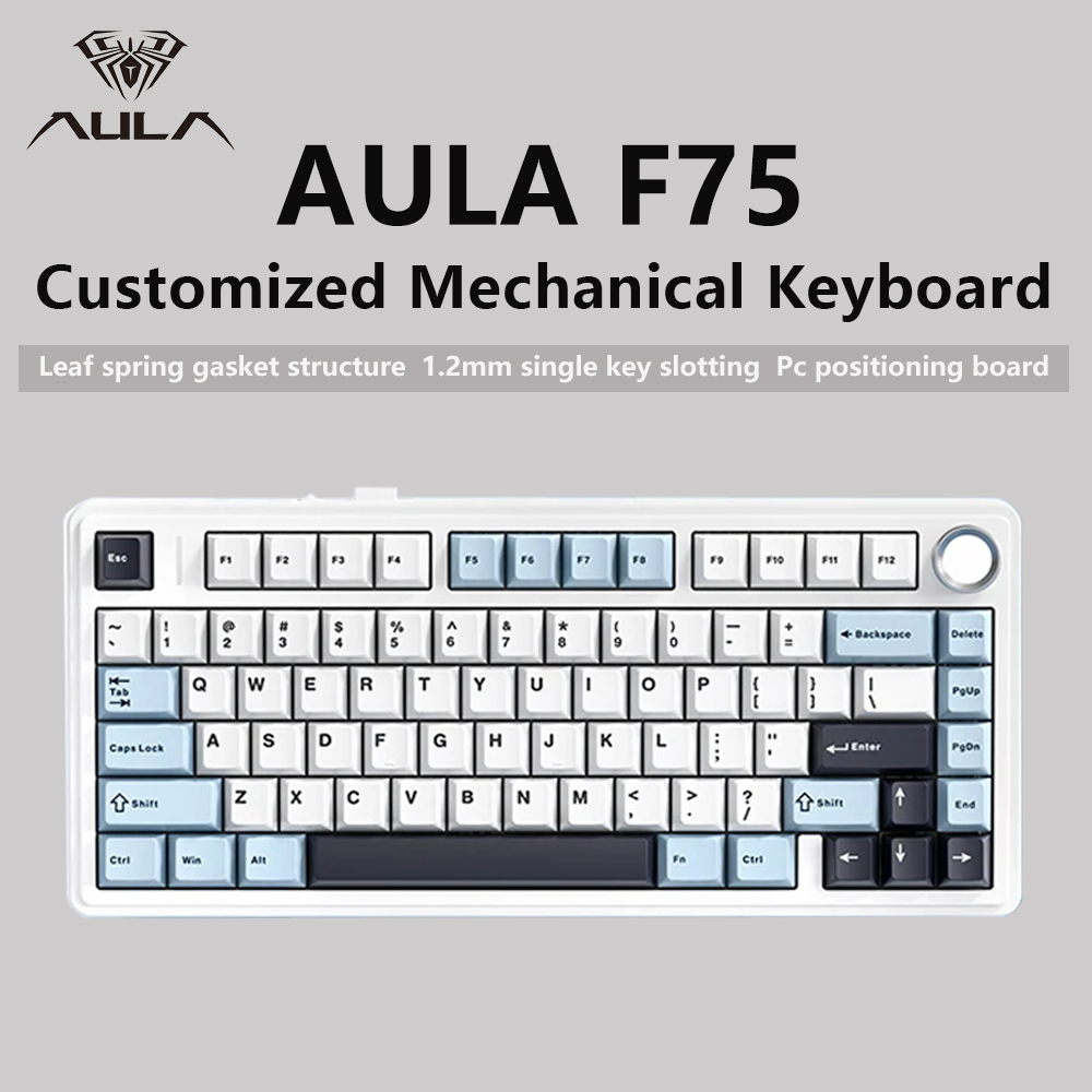 Gaming Keyboard Mechanical Wireless - AULA F75 Keyboard mekanis game nirkabel/Bluetooth/berkabel